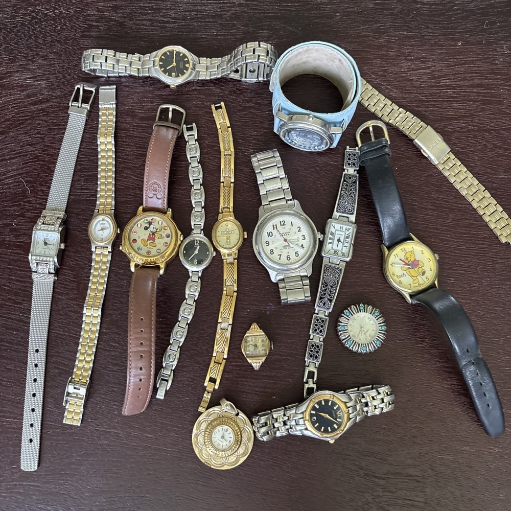 Vintage‎ Seiko Citizen Bulova Lorus Disney 21-39mm Wristwatch Lot of 14